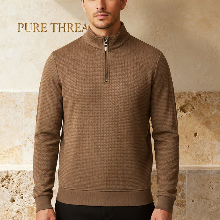 Men's Premium Silk Blend Pullover – Ultra-smooth, Textured Sweater