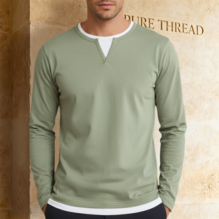 Men's Classic Cotton Blend Long Sleeve T-Shirt – Lightweight, Ultra-Smooth Dailywear Tee