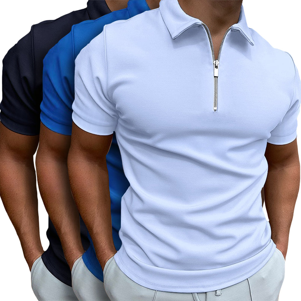 Men’s Classic Zip-Collar Polo – Ultra-Smooth, Lightweight, Slim-Fit Tee