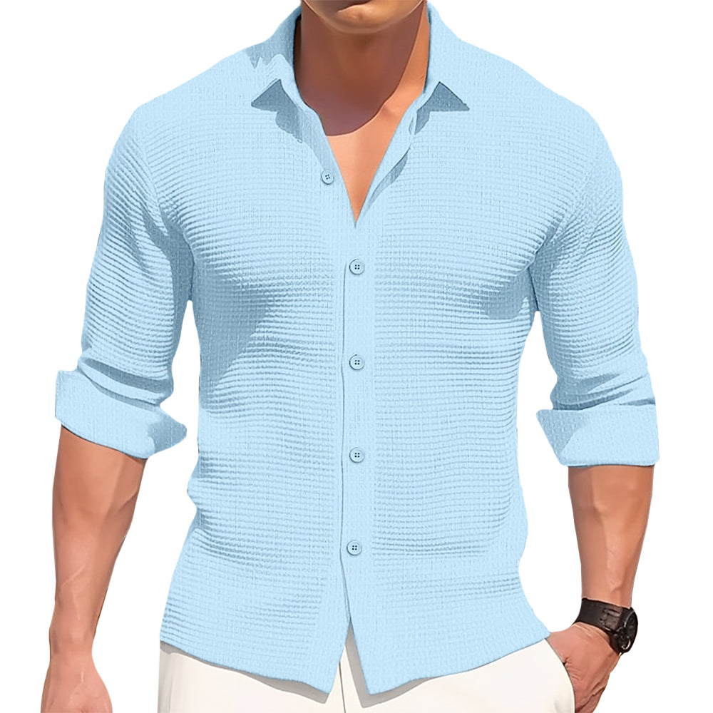 Classic Waffle Textured Cotton Shirt – Breathable , Knit, Cotton Shirt