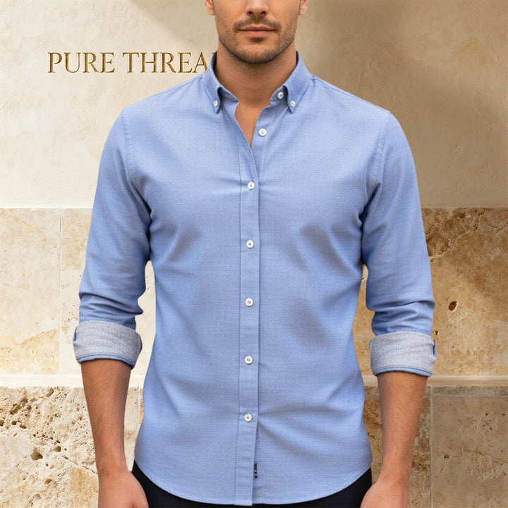 Men's 100% Pure Cotton Button-Down Shirt – Ultra-Soft, Lightweight Shirt