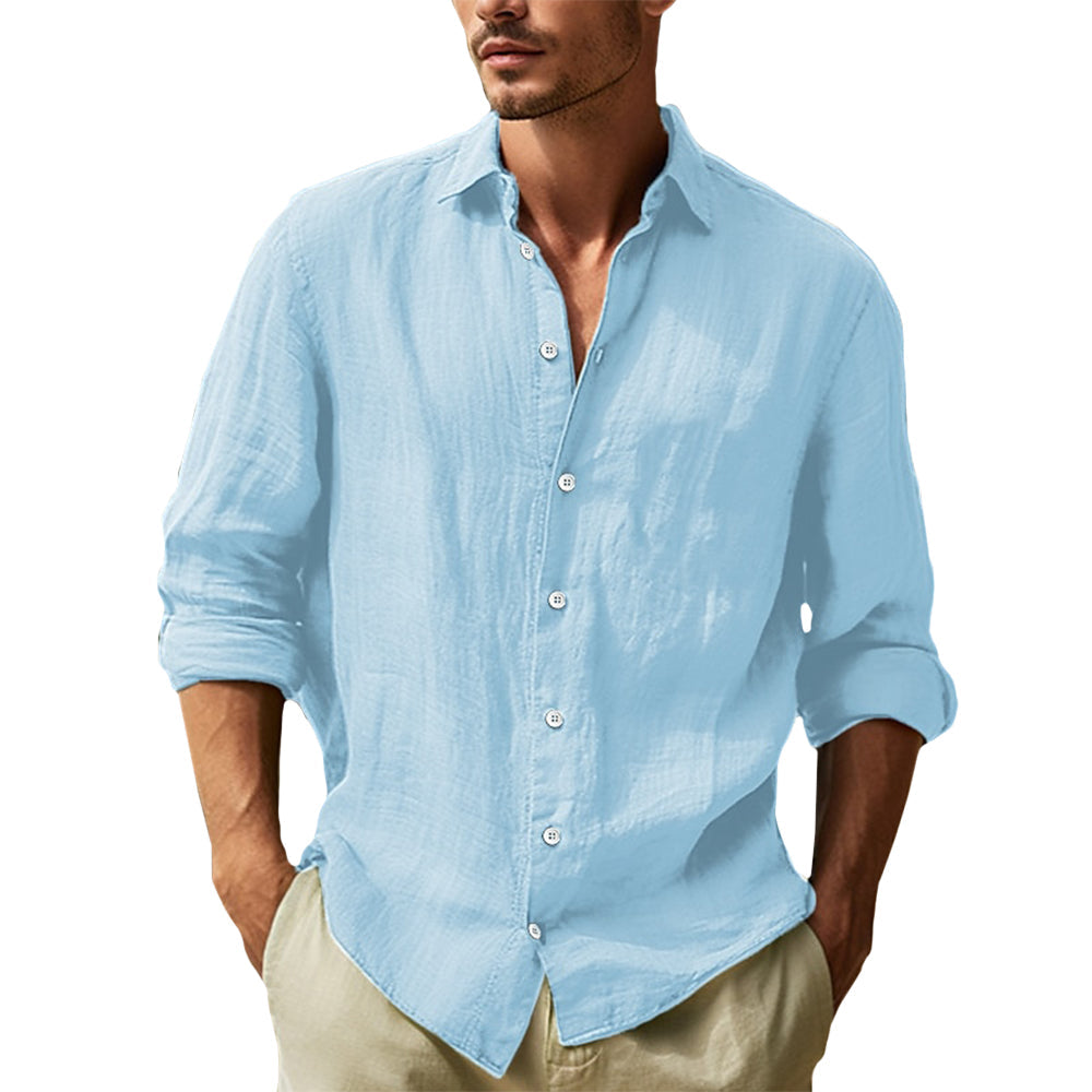 Men’s Premium Linen Long-Sleeve Shirt – Cotton-Linen blend, Ultra-Light Shirt