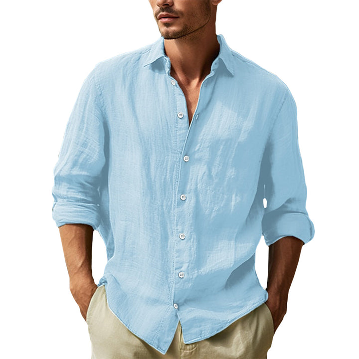 Men’s Premium Linen Long-Sleeve Shirt – Cotton-Linen blend, Ultra-Light Shirt