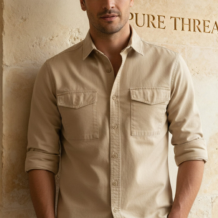 Men's Heavy-Duty Canvas Cotton Utility Shirt – Ultra-Durable, Outdoor Shirt