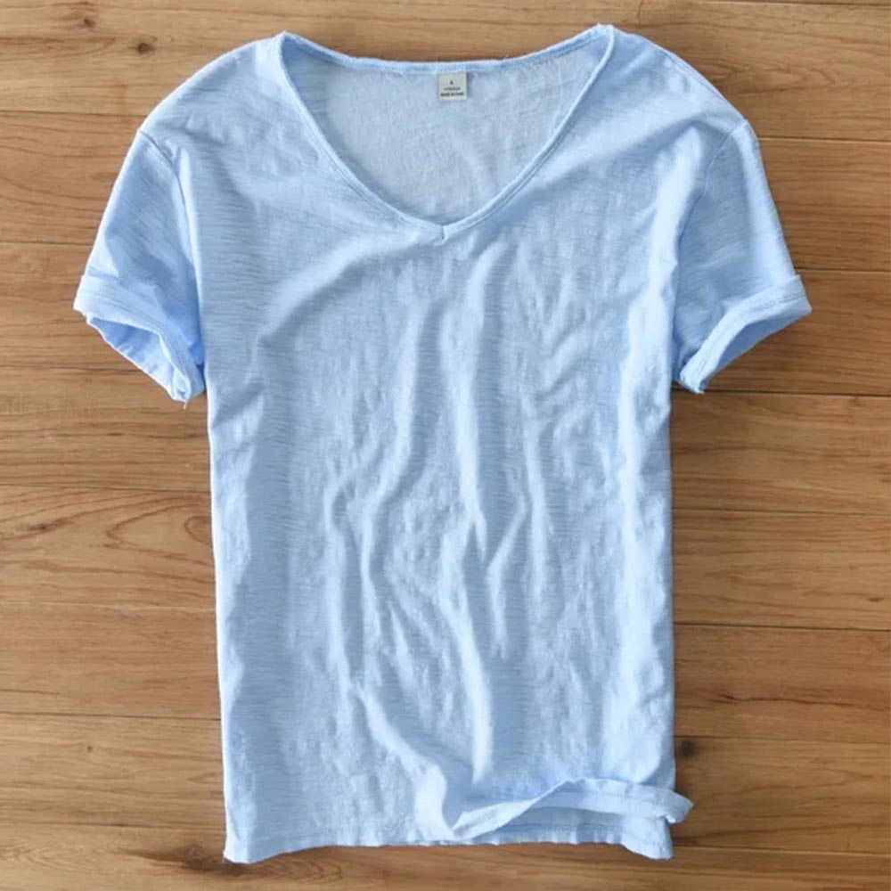 Men's 100% Cotton V-Neck T-Shirt – Ultra-Soft, Lightweight Dailywear Tee