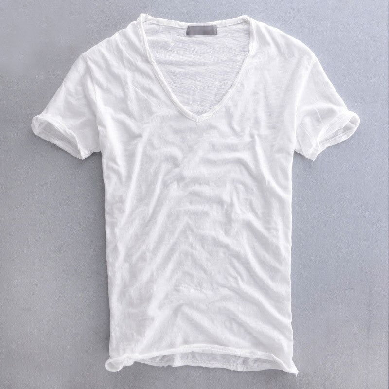 Men’s 100% Cotton V-Neck T-Shirt – Lightweight Breathable Tee