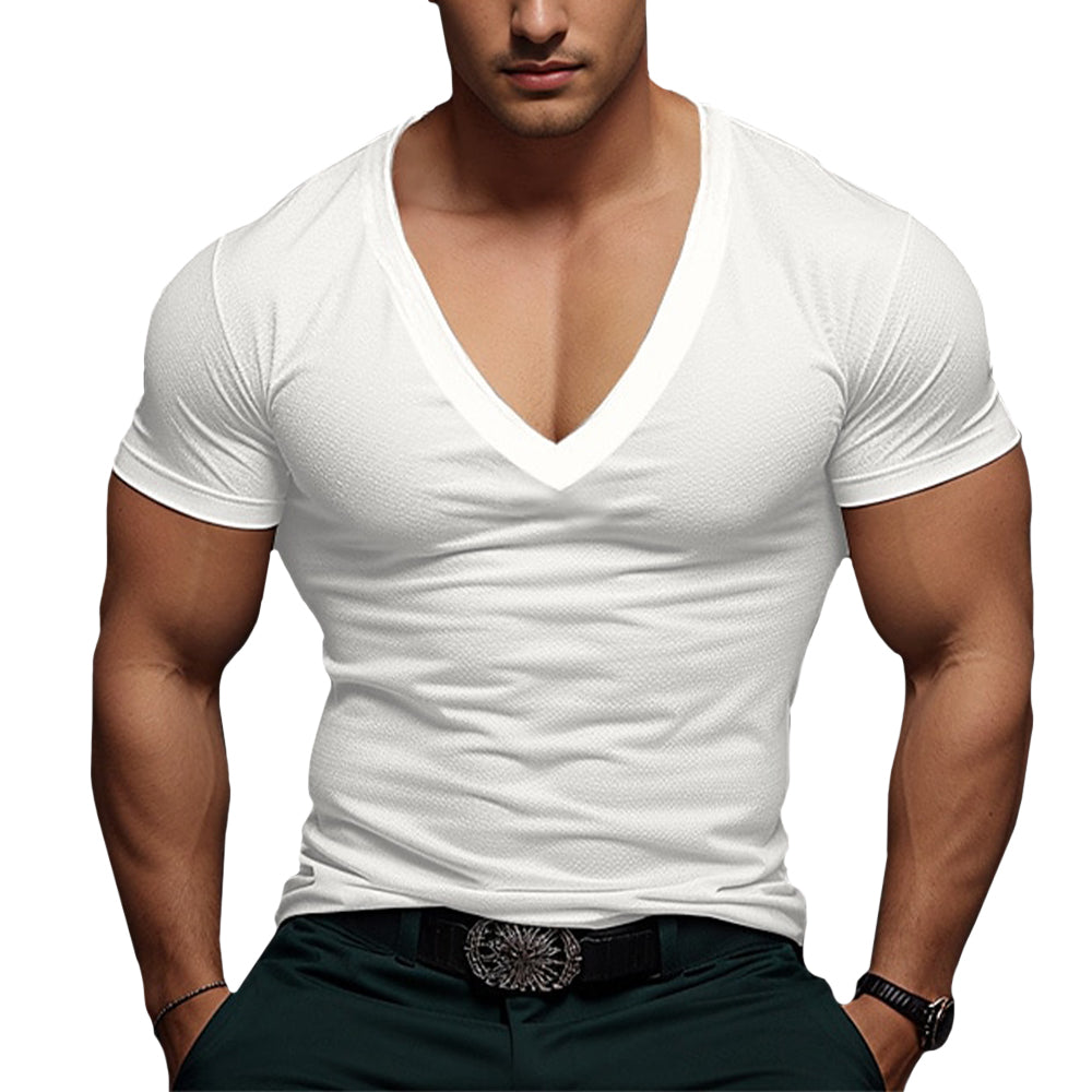 Men's Deep V-neck Tee– Lightweight top, Ultra-soft, Slim-fit Shirt