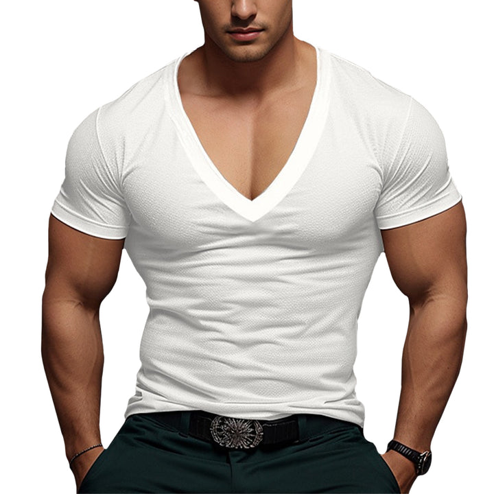 Men's Deep V-neck Tee– Lightweight top, Ultra-soft, Slim-fit Shirt