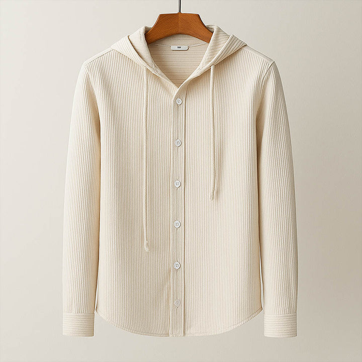 Men’s Textured Hooded Shirt – Button-up Placket, Ultra-soft, Lightweight Shirt