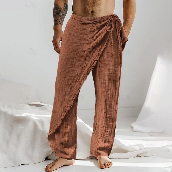 Men’s Linen Wrap Lounge Pants – Ultra-Soft, Cotton-Linen Trousers