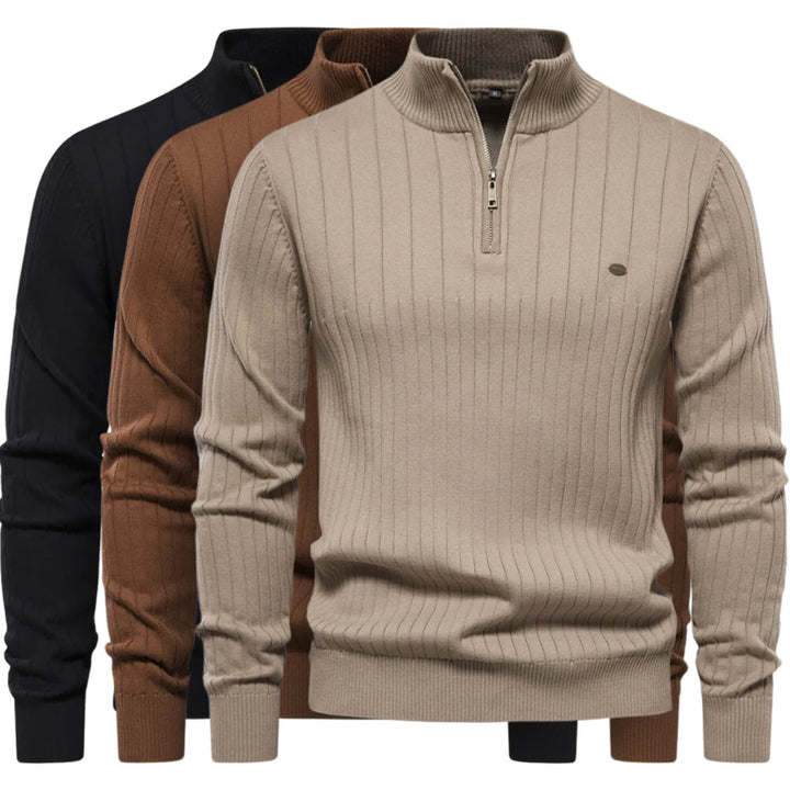Men's Ultra-Soft Ribbed Half-Zip Cotton Sweater – Cozy, Comfortable Fit Sweater