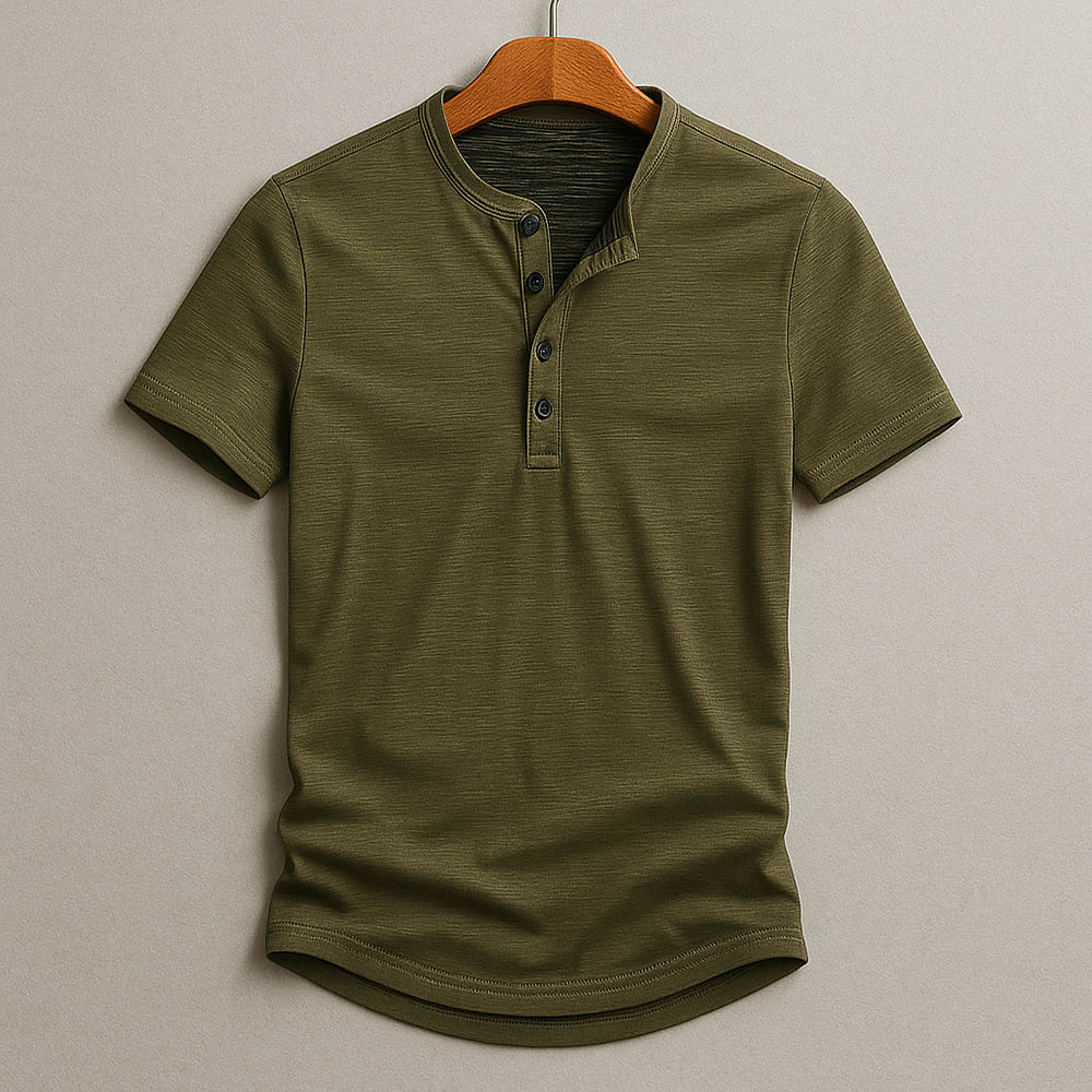 Classic Short Sleeve Henley T-Shirt – Textured, Comfortable Tee