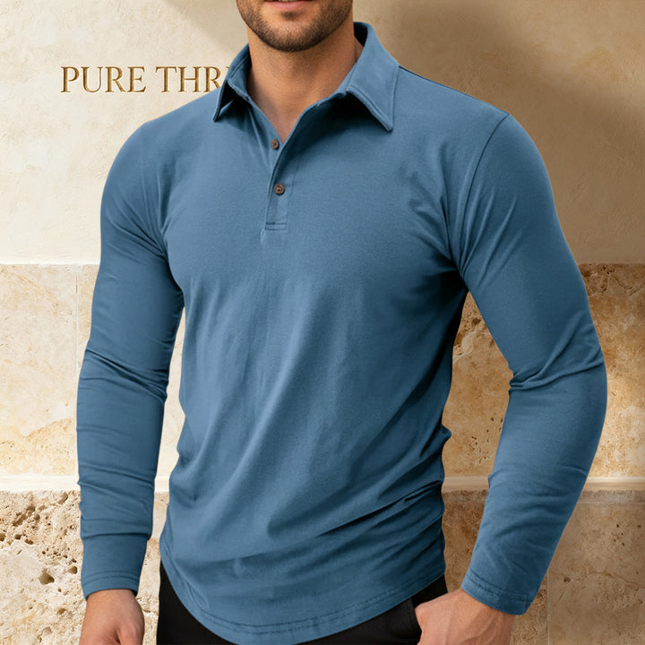Men's Slim-Fit Cotton Blend Tee – Long Sleeves, Ultra-Light T-Shirt