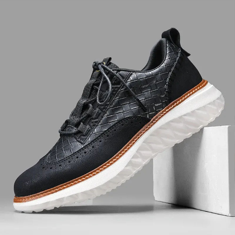 Men's Ultra-Durable Leather Sneakers – Flexible Sole, Comfortable Fit Shoes