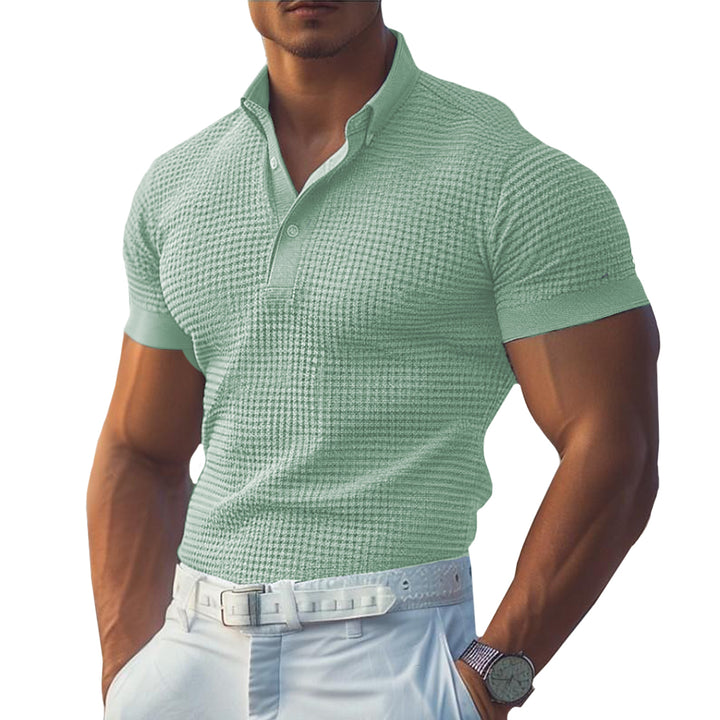 Men’s Waffle Knit Polo T-Shirt – Slim Fit, Detailed knit, Ultra-Light Tee