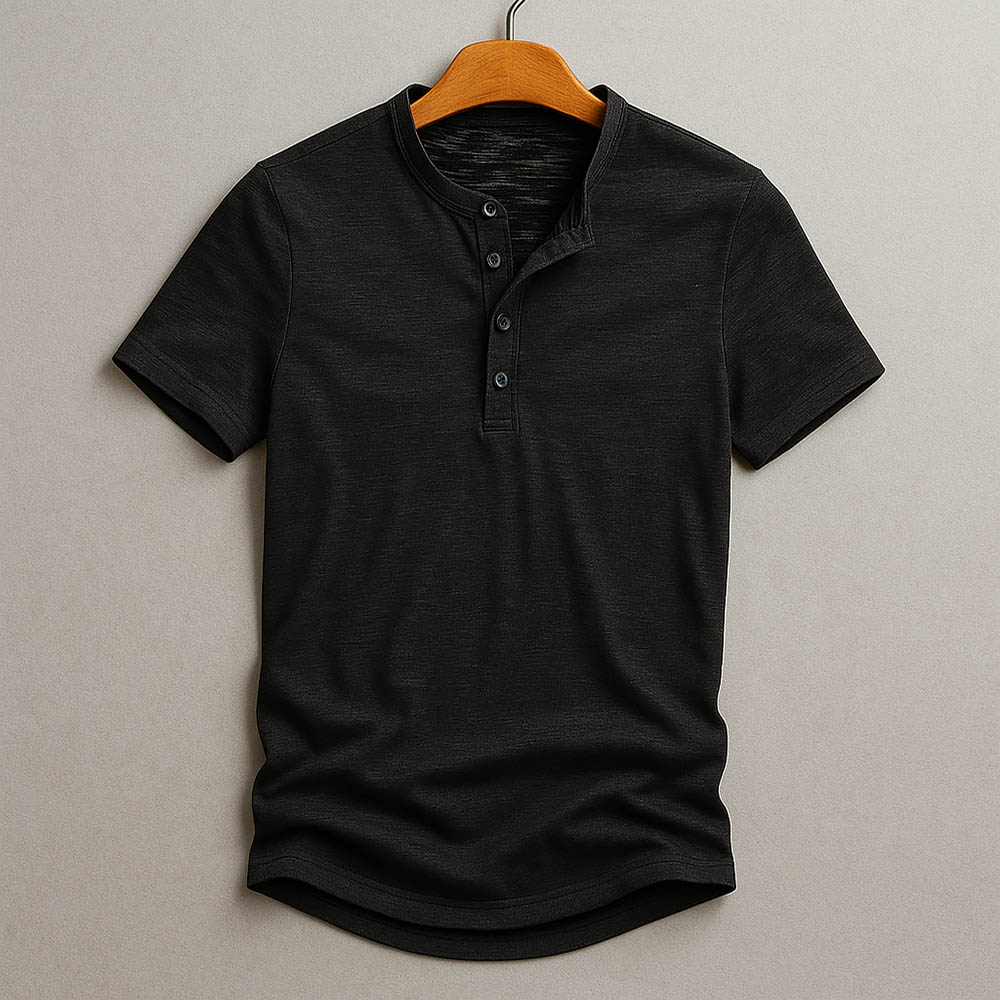 Classic Short Sleeve Henley T-Shirt – Textured, Comfortable Tee