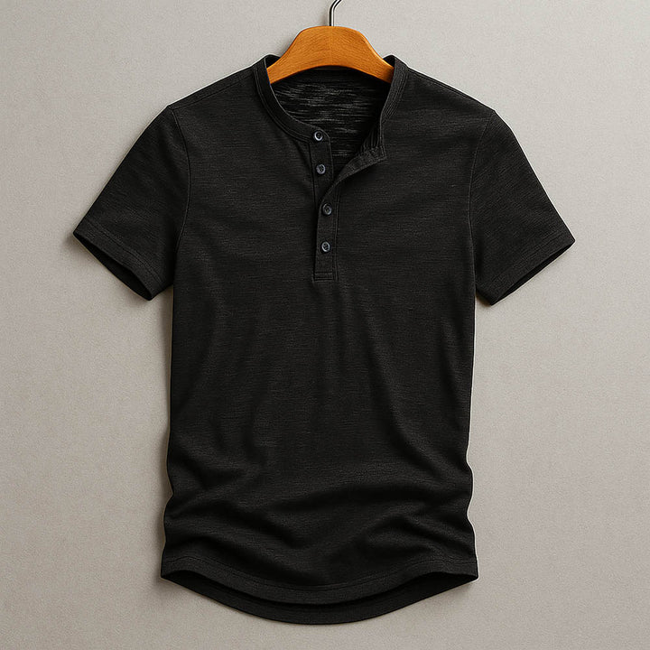 Classic Short Sleeve Henley T-Shirt – Textured, Comfortable Tee