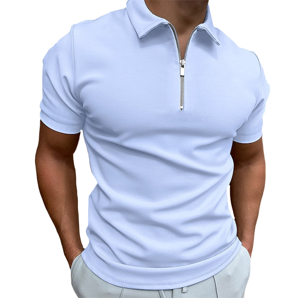 Men’s Classic Zip-Collar Polo – Ultra-Smooth, Lightweight, Slim-Fit Tee
