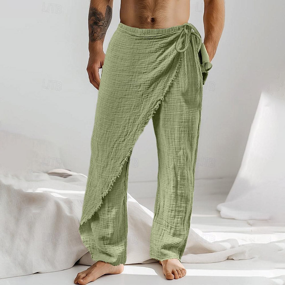 Men’s Linen Wrap Lounge Pants – Ultra-Soft, Cotton-Linen Trousers