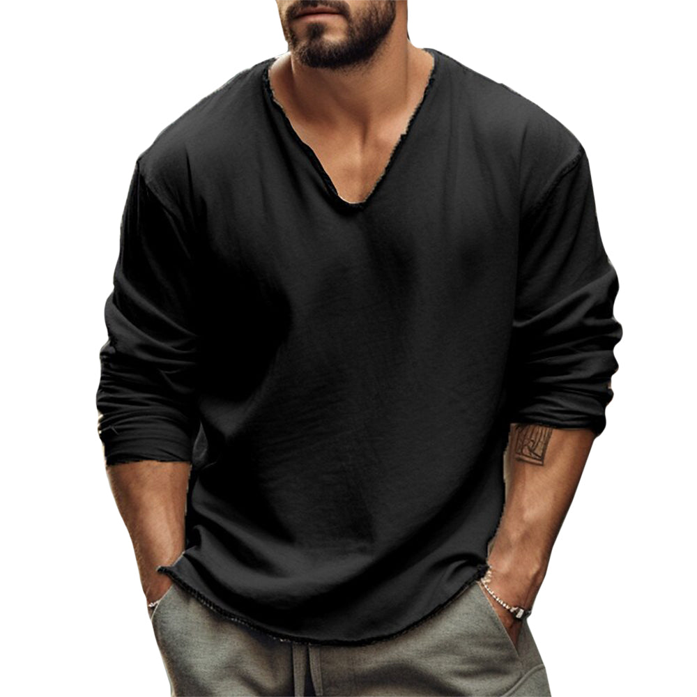 Ultra-Soft Long Sleeve Shirt for Men – Comfortable fit, Raw Neck Shirt