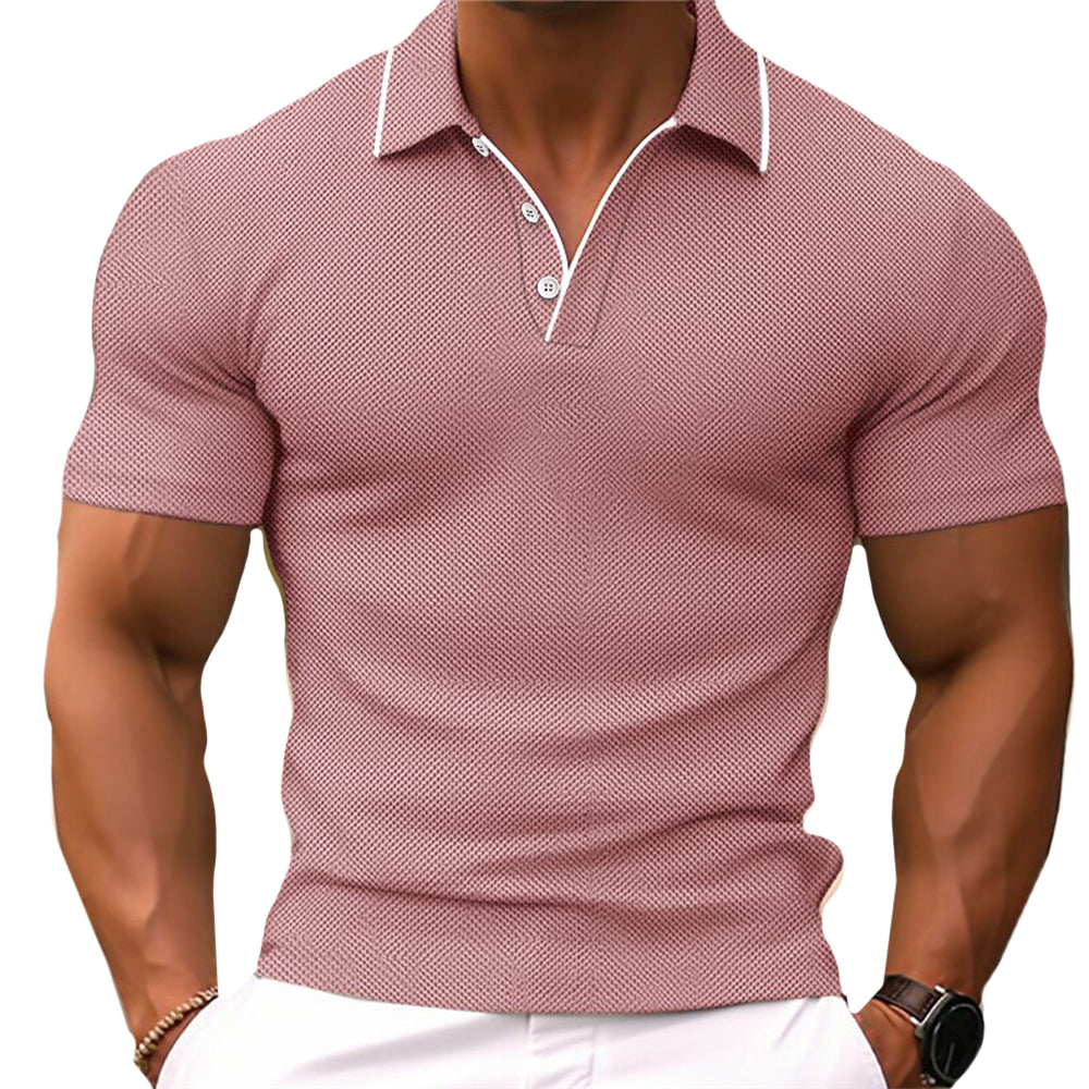 Men’s Slim Fit Knit Polo Shirt – Short Sleeve, Breathable fabric