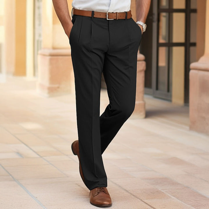 Men’s Classic Straight Fit Trousers – Ultra-Light, Formalwear Pants