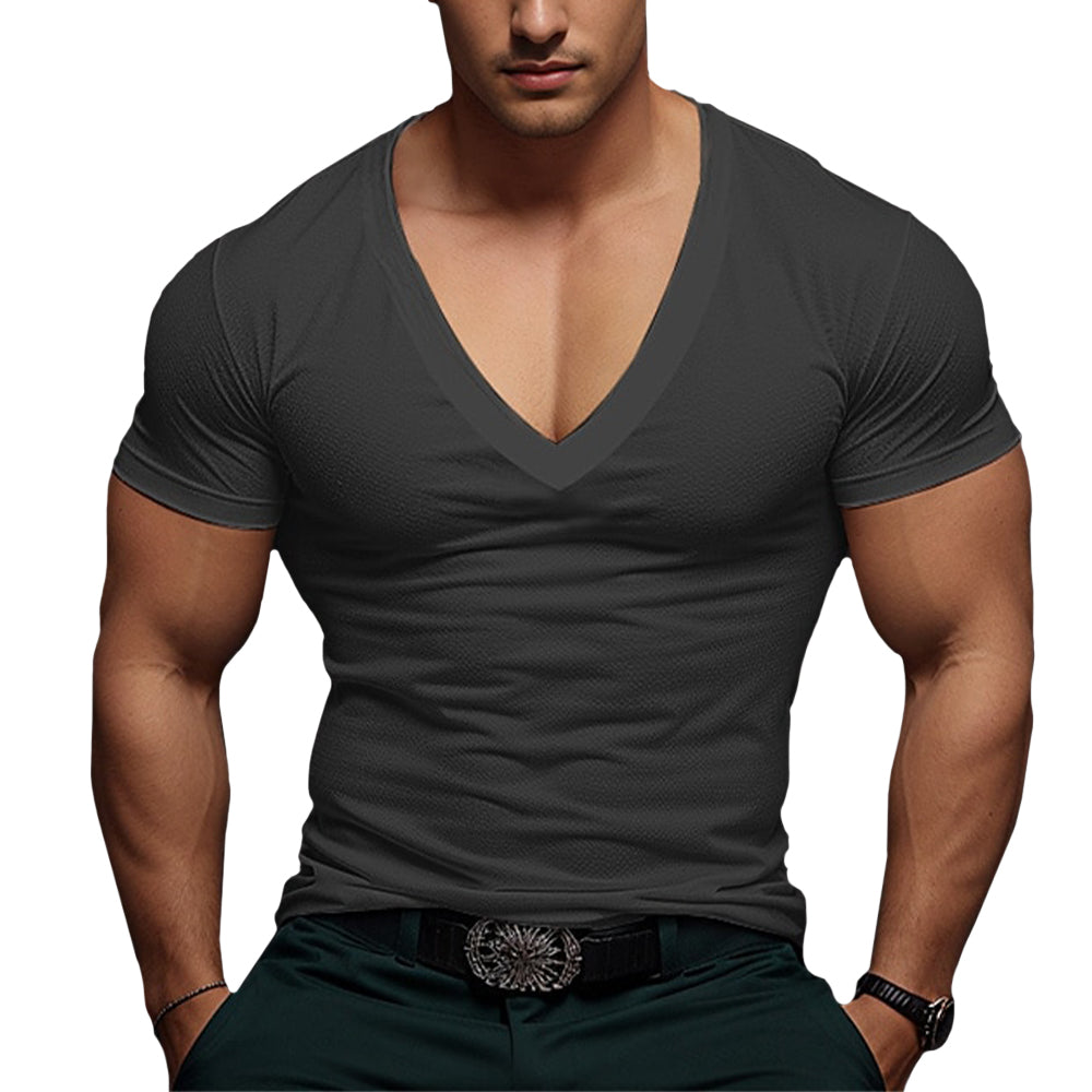 Men's Deep V-neck Tee– Lightweight top, Ultra-soft, Slim-fit Shirt