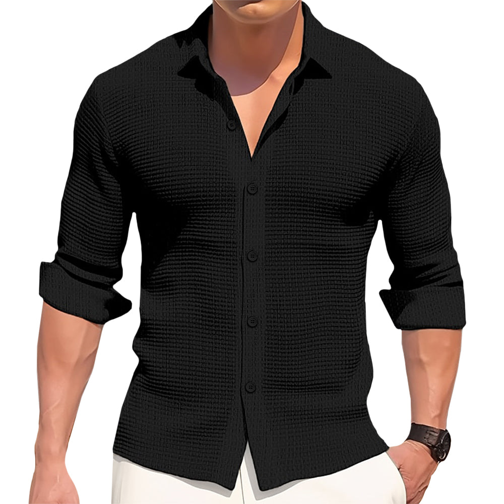 Classic Waffle Textured Cotton Shirt – Breathable , Knit, Cotton Shirt