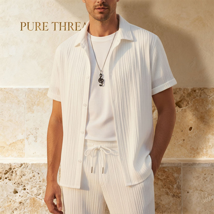 Classic Textured Linen Blend Two-Piece Set – Lightweight, Relaxed Fit Set