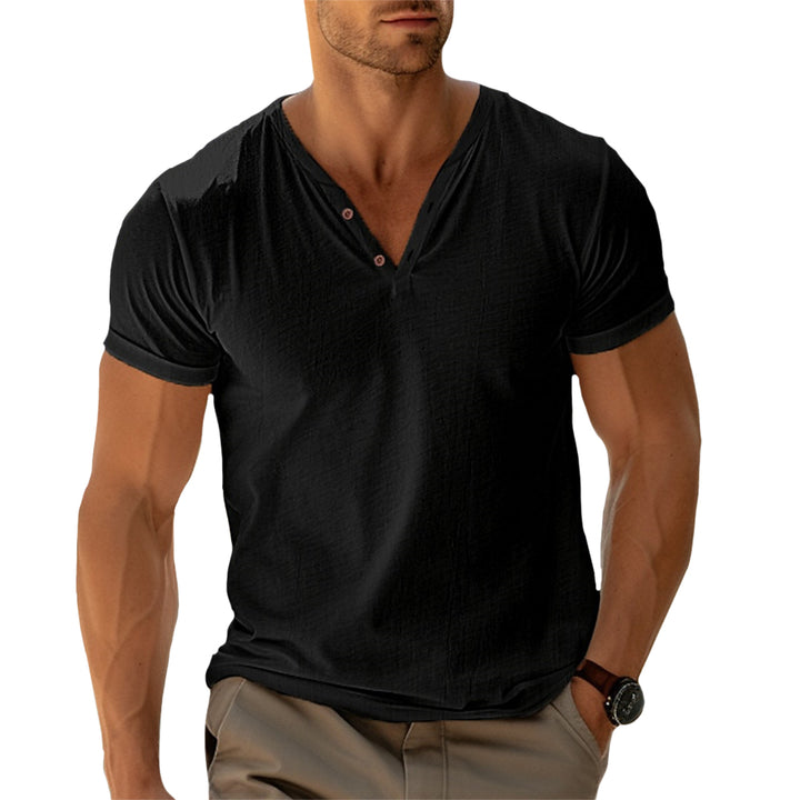 Classic V-Neck T-Shirt – Button Details, Comfortable fit, Ultra-Soft Henley