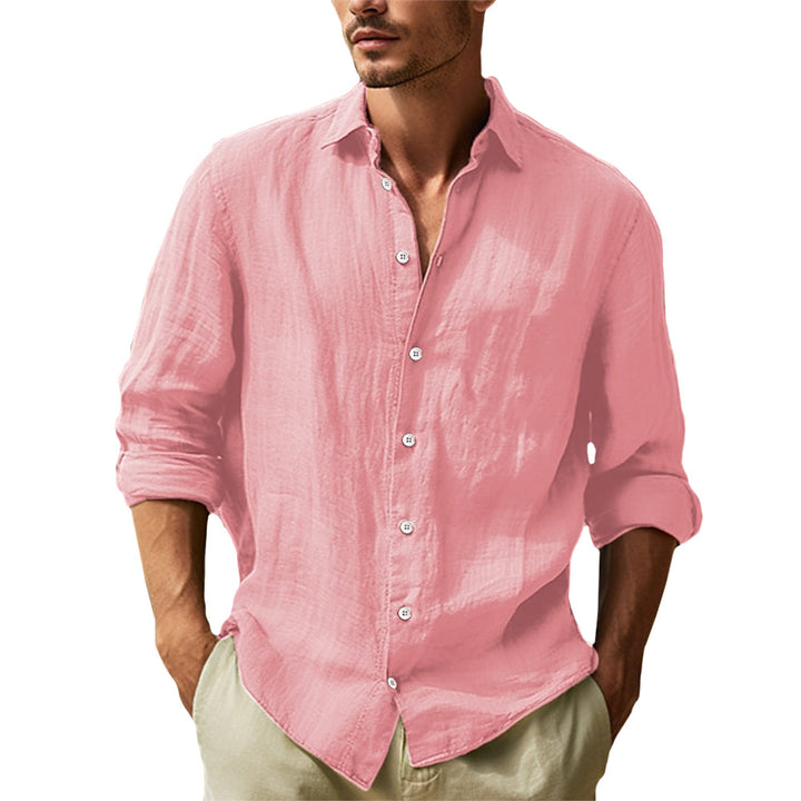 Men’s Premium Linen Long-Sleeve Shirt – Cotton-Linen blend, Ultra-Light Shirt