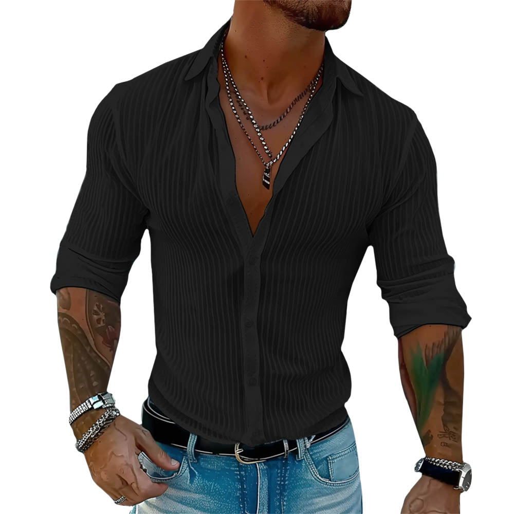 Men’s Textured Slim-Fit Shirt – Ultra-smooth, Soft-Stretch Shirt