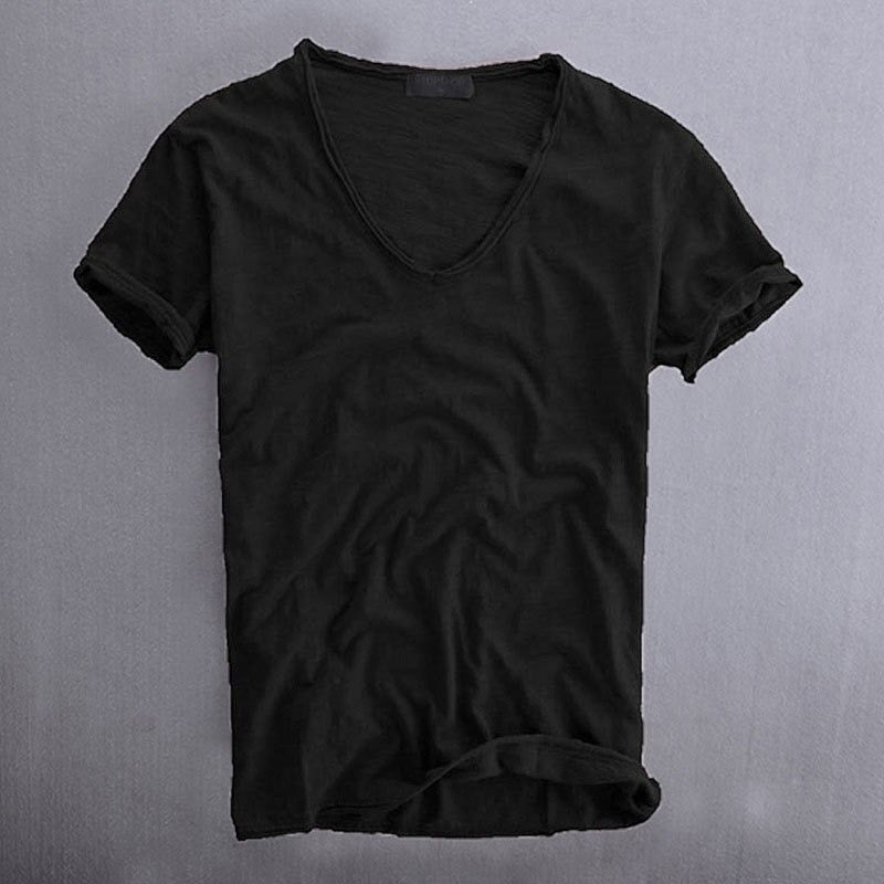 Men’s 100% Cotton V-Neck T-Shirt – Lightweight Breathable Tee