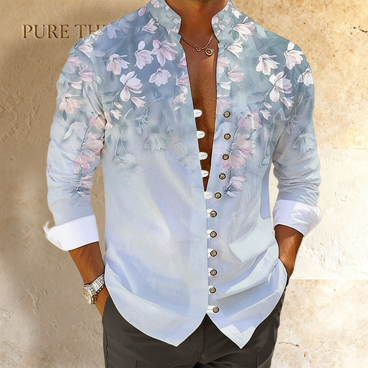 Floral Print Button-Up Shirt for Men – Lightweight, Ultra-Soft, Breathable Shirt
