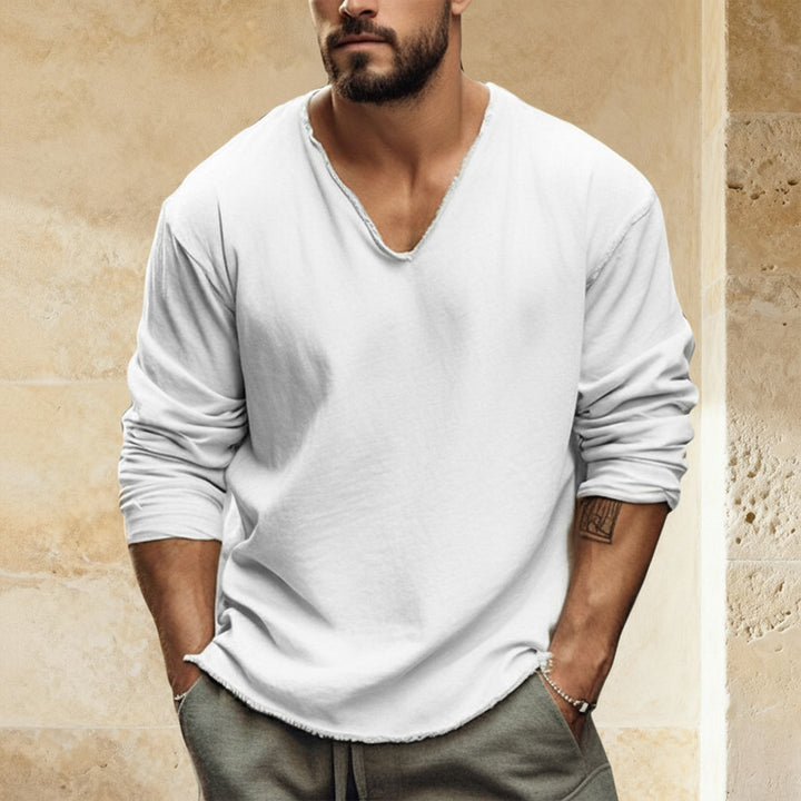 Ultra-Soft Long Sleeve Shirt for Men – Comfortable fit, Raw Neck Shirt