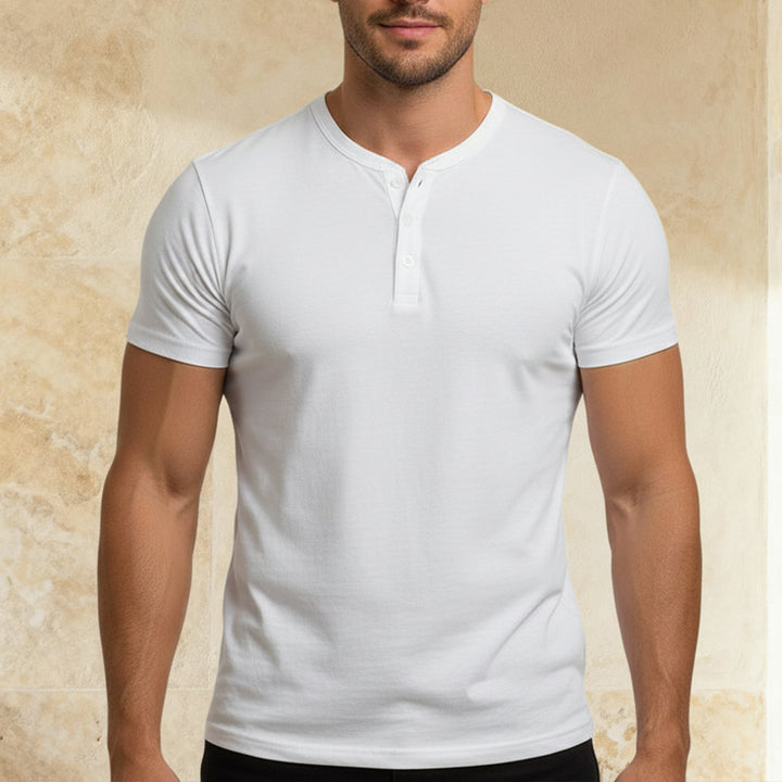 Classic Short Sleeve Henley T-Shirt – Textured, Comfortable Tee