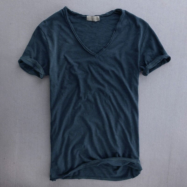 Men’s 100% Cotton V-Neck T-Shirt – Lightweight Breathable Tee