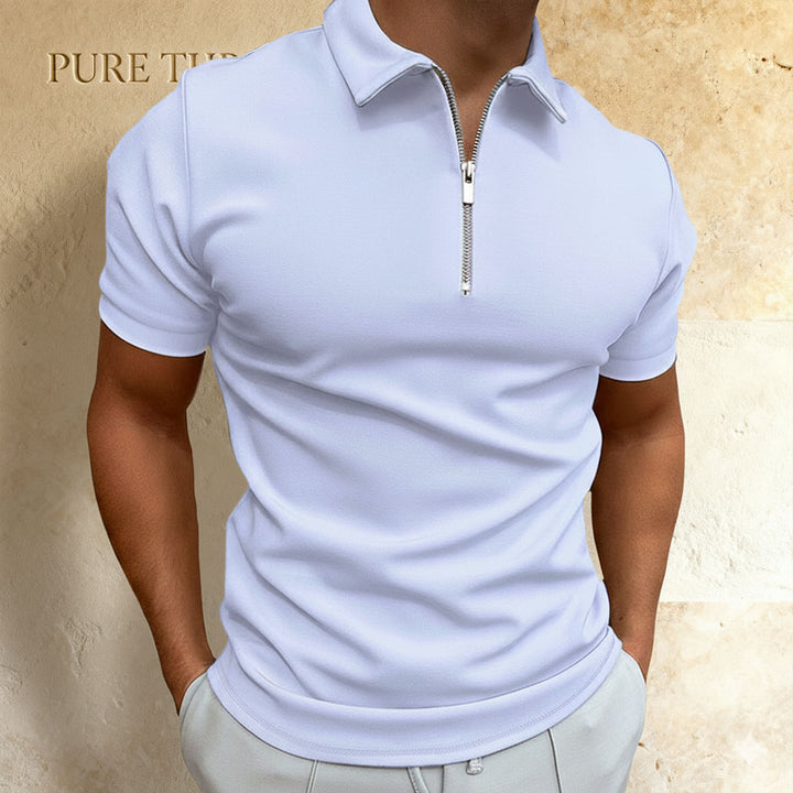 Men’s Classic Zip-Collar Polo – Ultra-Smooth, Lightweight, Slim-Fit Tee