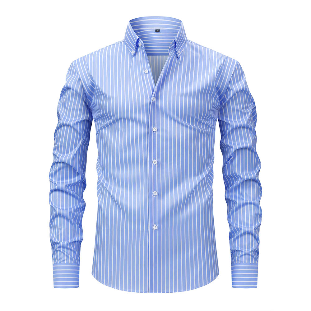 Men’s Classic Striped Shirt – Soft Fabric, Business Button-up Shirt