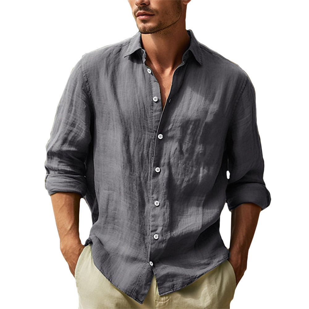 Men’s Premium Linen Long-Sleeve Shirt – Cotton-Linen blend, Ultra-Light Shirt