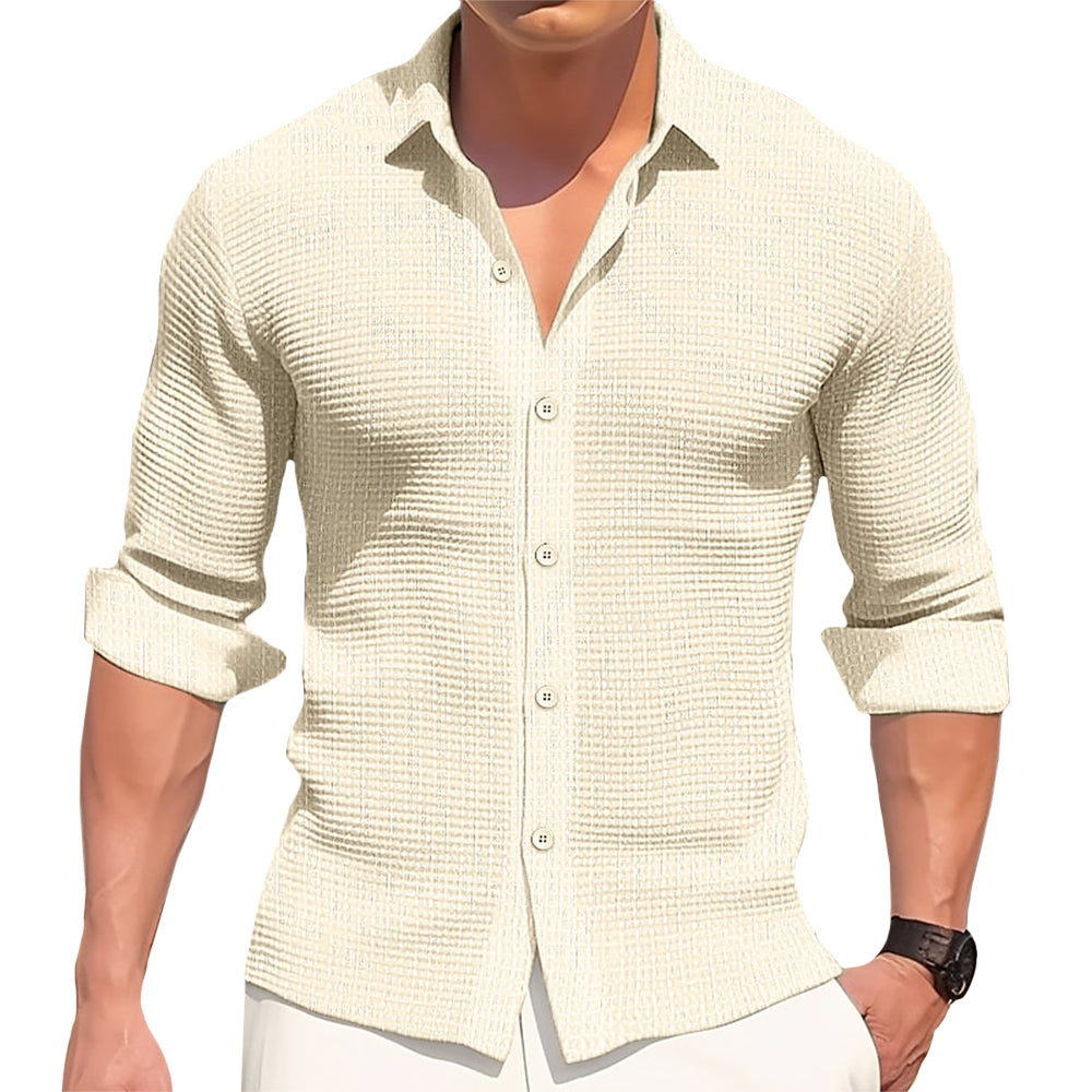 Classic Waffle Textured Cotton Shirt – Breathable , Knit, Cotton Shirt