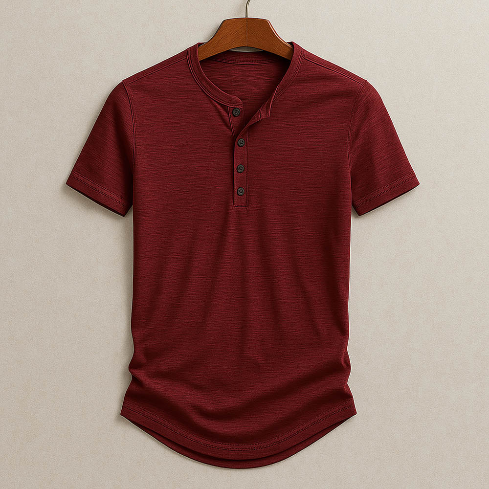 Classic Short Sleeve Henley T-Shirt – Textured, Comfortable Tee