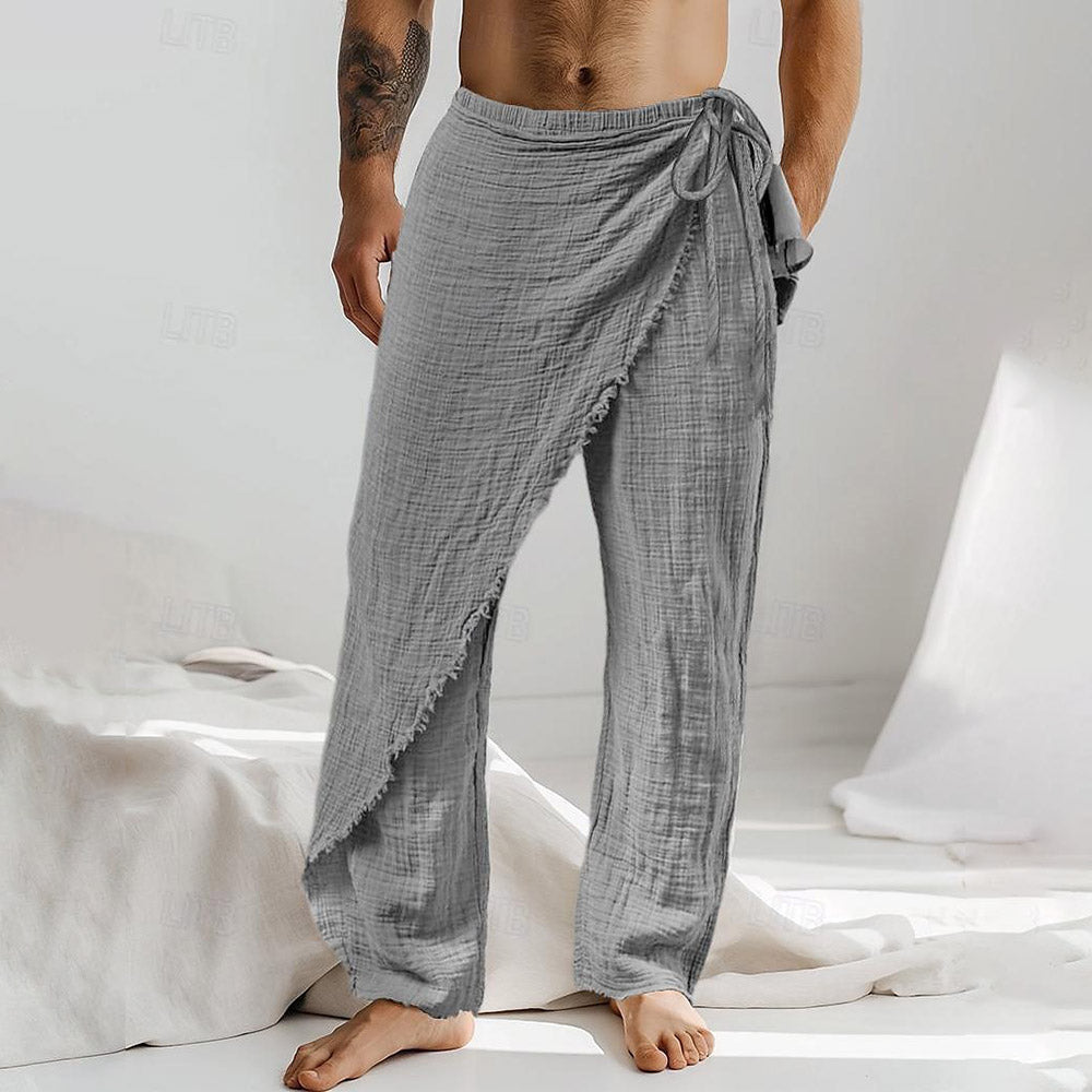 Men’s Linen Wrap Lounge Pants – Ultra-Soft, Cotton-Linen Trousers