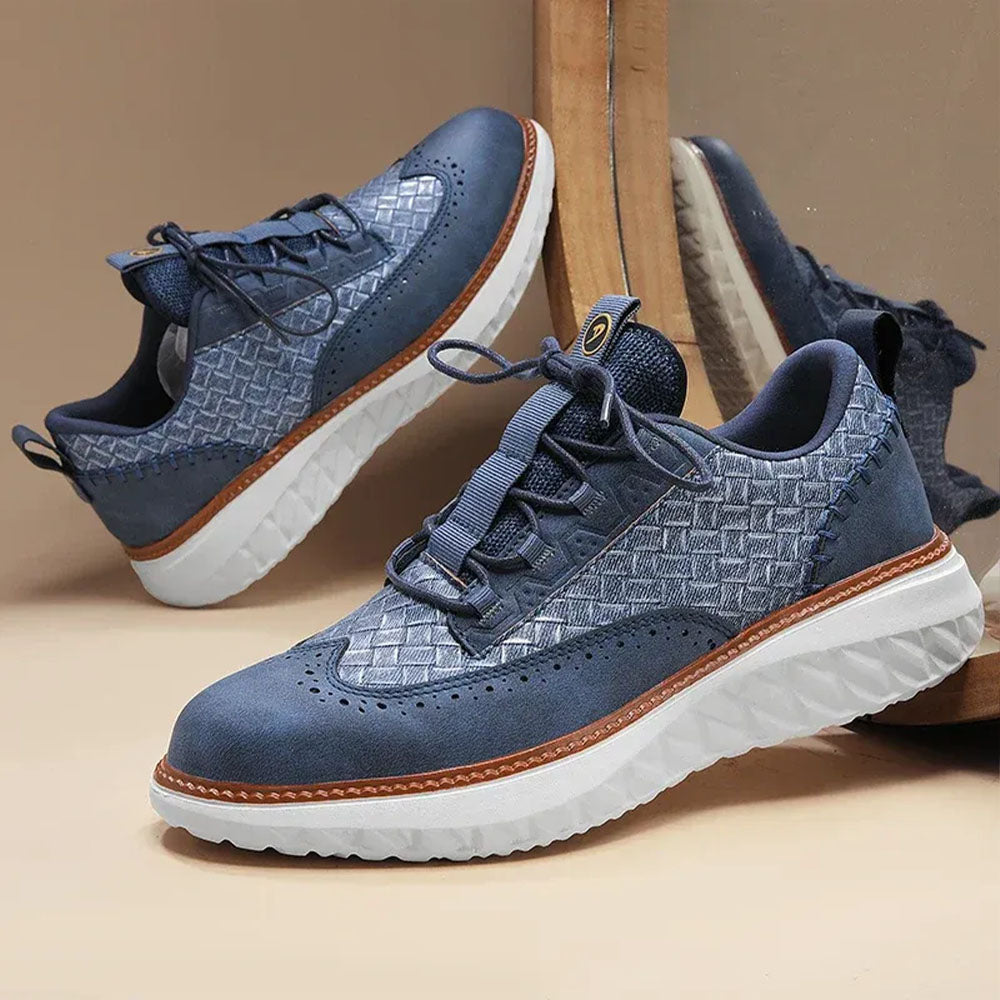 Men's Ultra-Durable Leather Sneakers – Flexible Sole, Comfortable Fit Shoes