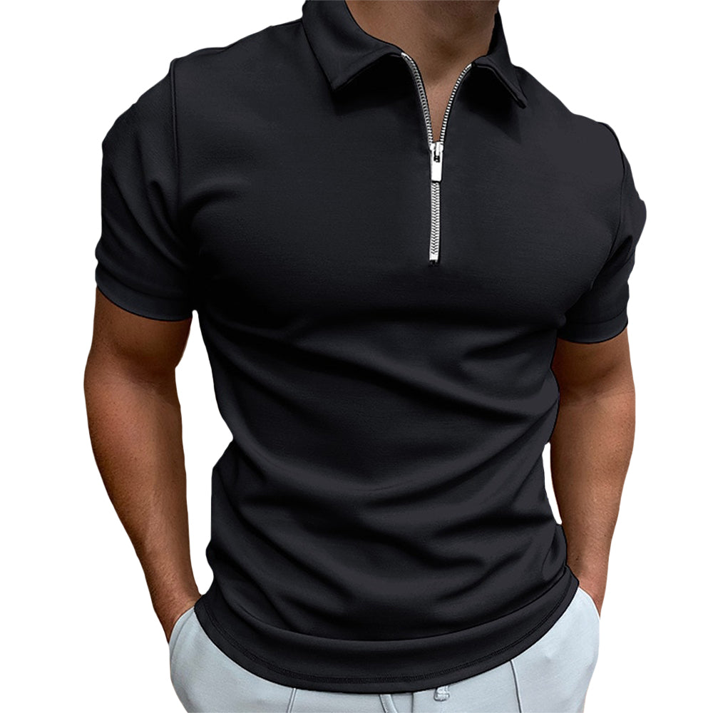 Men’s Classic Zip-Collar Polo – Ultra-Smooth, Lightweight, Slim-Fit Tee