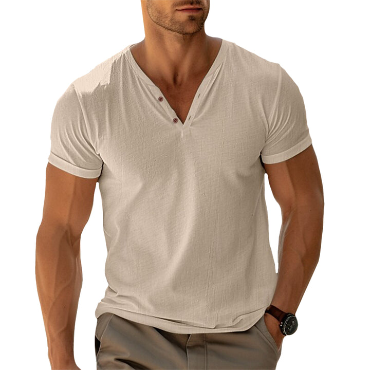 Classic V-Neck T-Shirt – Button Details, Comfortable fit, Ultra-Soft Henley