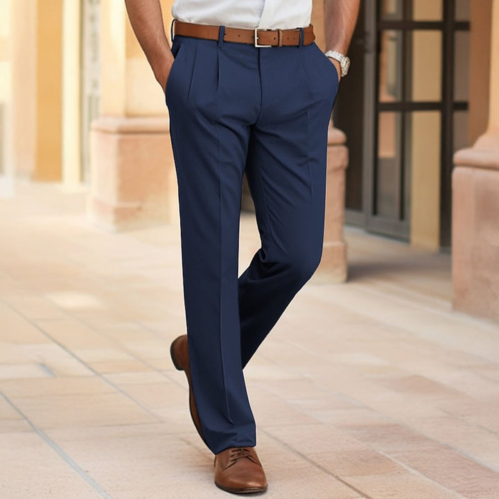 Men’s Classic Straight Fit Trousers – Ultra-Light, Formalwear Pants