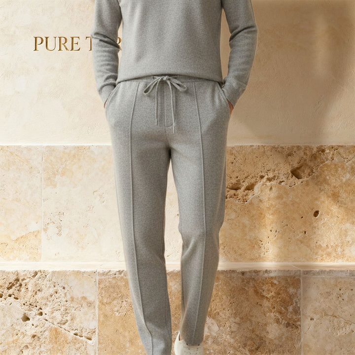 Men's Classic 100% Cashmere Knit Joggers – Ultra-Cozy, Lightweight Trousers