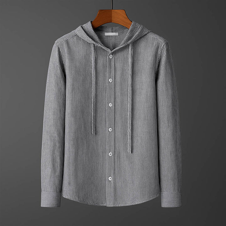 Men’s Textured Hooded Shirt – Button-up Placket, Ultra-soft, Lightweight Shirt