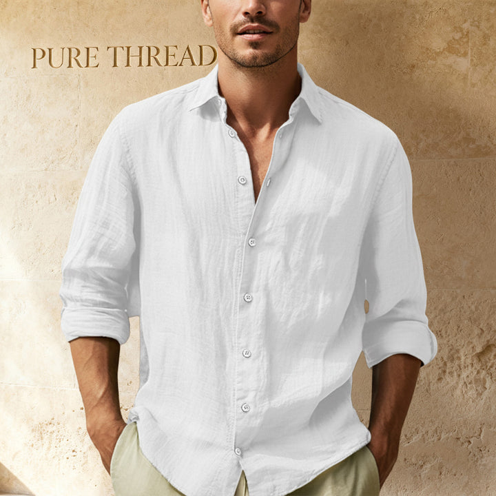 Men’s Premium Linen Long-Sleeve Shirt – Cotton-Linen blend, Ultra-Light Shirt